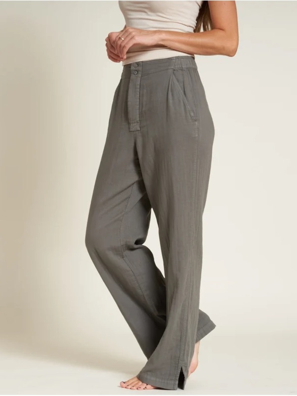 Rowan Joyce Double Gauze Trouser Pant Bedrock Gray Large Relaxed Wide Leg Pleat
